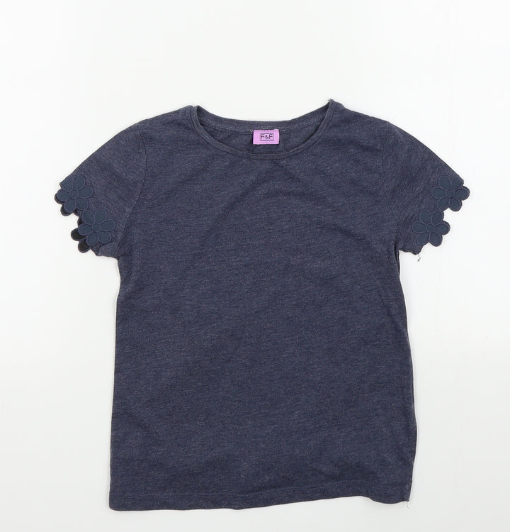 F&F Girls Grey Basic T-Shirt Size 8-9 Years