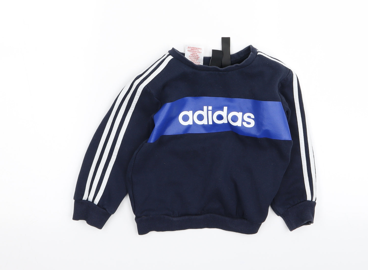 adidas Boys Blue Striped  Pullover Jumper Size 2 Years