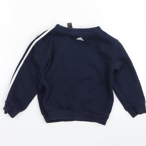 adidas Boys Blue Striped  Pullover Jumper Size 2 Years