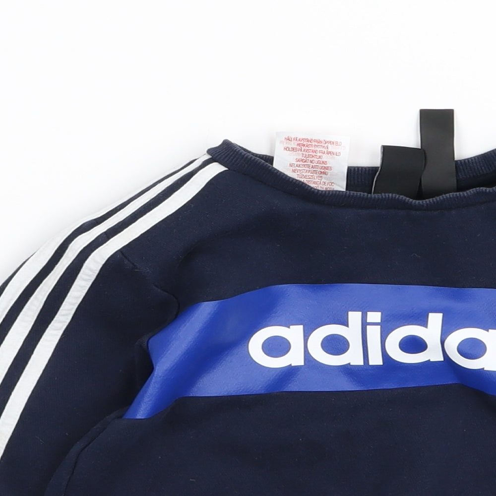 adidas Boys Blue Striped  Pullover Jumper Size 2 Years