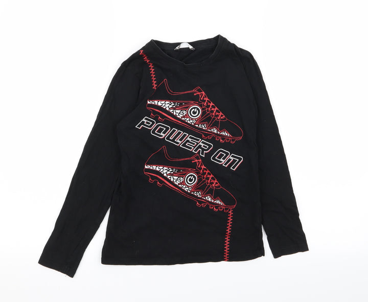 Pep and co Boys Black Geometric  Basic T-Shirt Size 8-9 Years