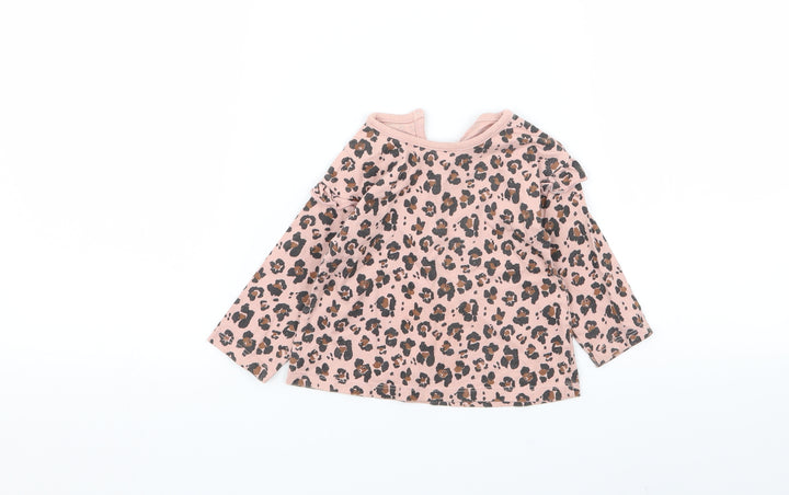 Asda George Girls Multicoloured Animal Print Basic T-Shirt Size 3-6 Months