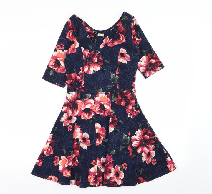 Hollister Womens Multicoloured Floral Fit & Flare Size XS