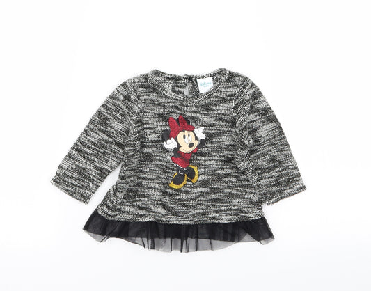 Front view of Disney girls’ grey jumper, size 3-6, months