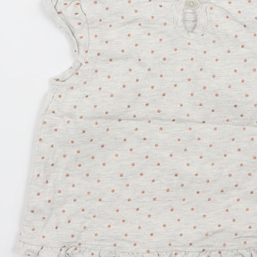 Asda George Girls Grey Polka Dot  Basic Tank Size 3-6 Months