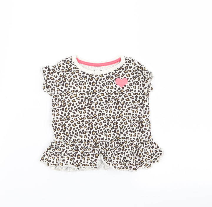 lullaby Girls Multicoloured Animal Print Basic T-Shirt Size 3-6 Months