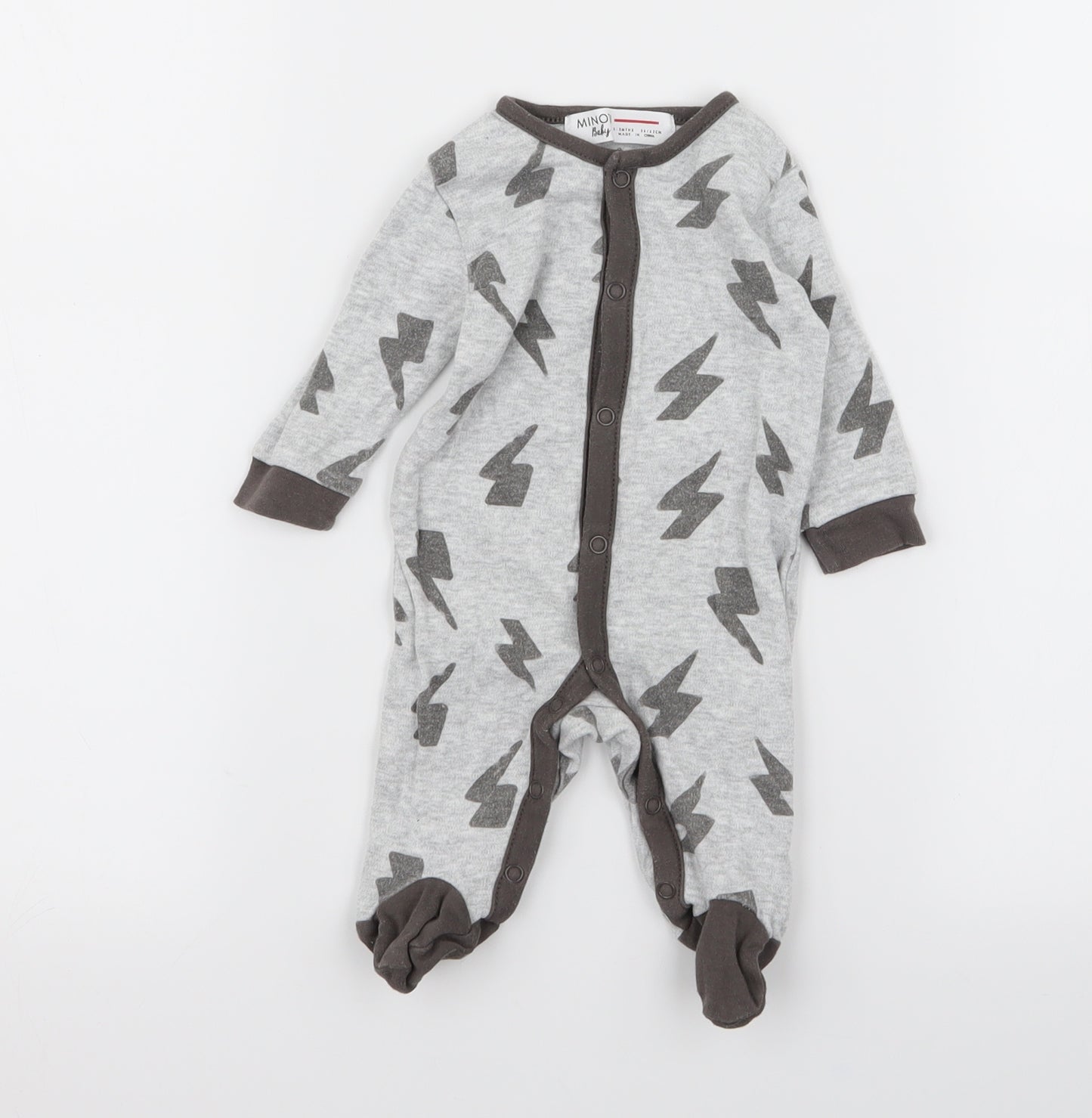 Minoti Boys Grey   Babygrow One-Piece Size 0-3 Months