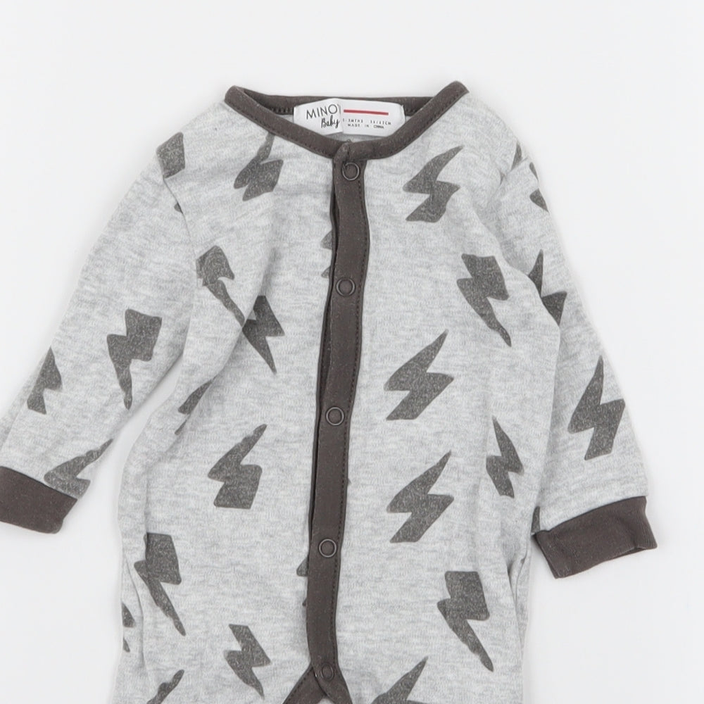 Minoti Boys Grey   Babygrow One-Piece Size 0-3 Months