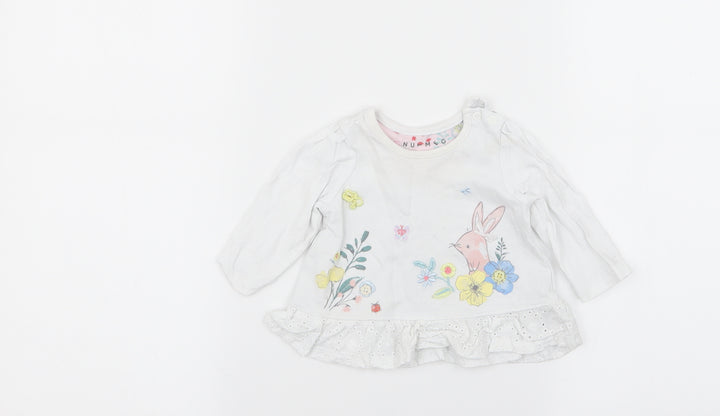 Nutmeg Girls White Floral Basic T-Shirt Size 0-3 Months
