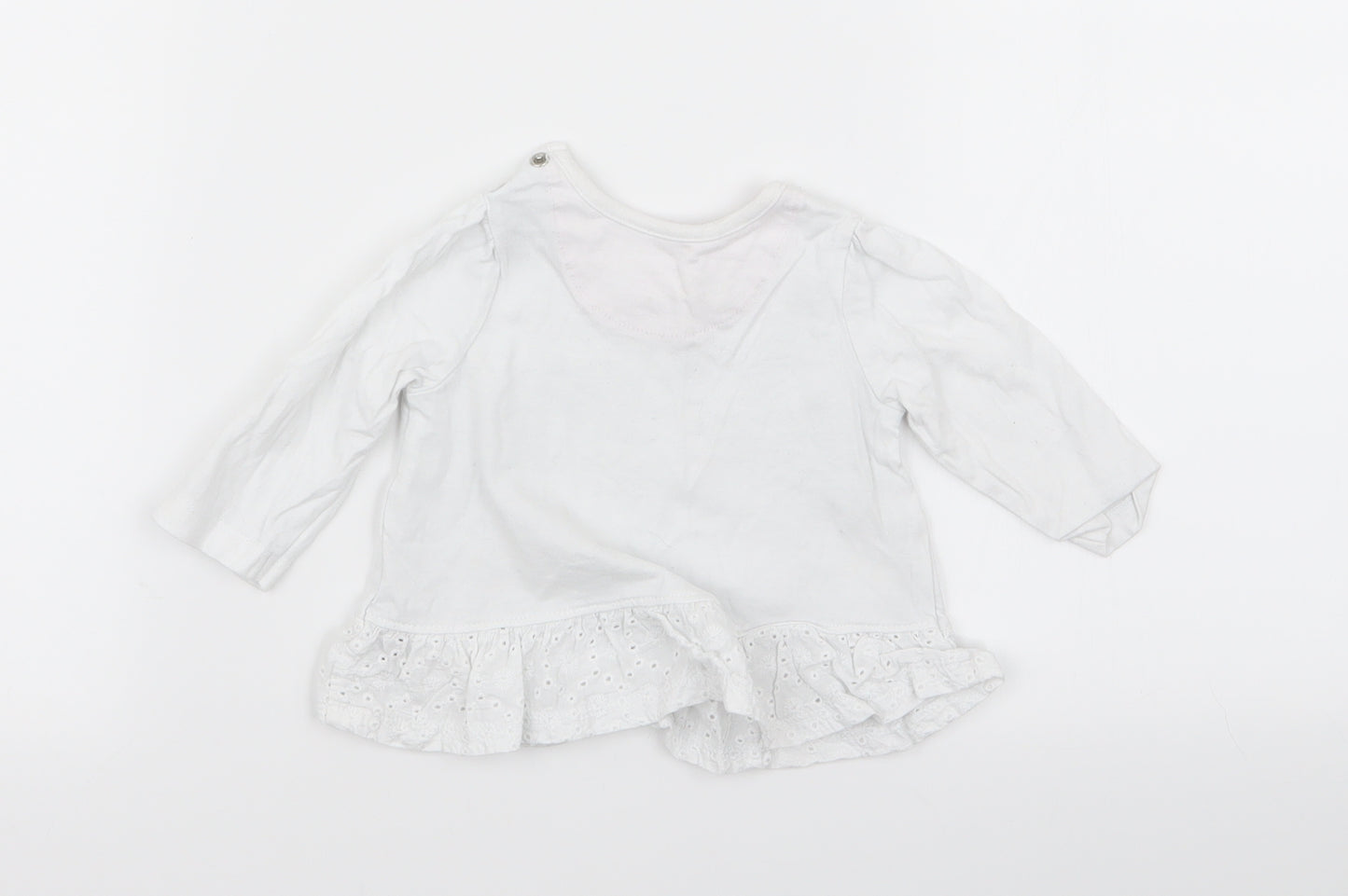 Nutmeg Girls White Floral  Basic T-Shirt Size 0-3 Months