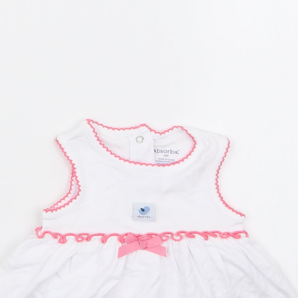 Absorba Girls White Floral  Fit & Flare  Size 0-3 Months