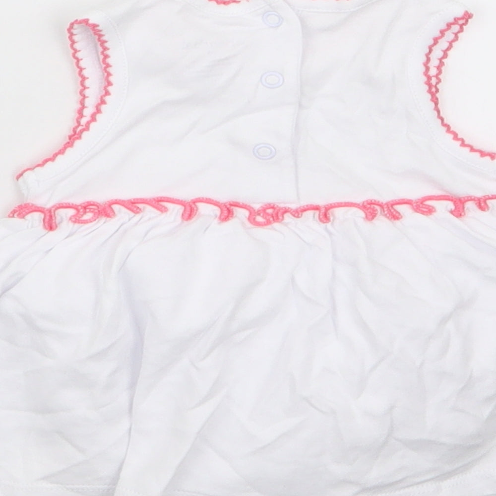 Absorba Girls White Floral  Fit & Flare  Size 0-3 Months
