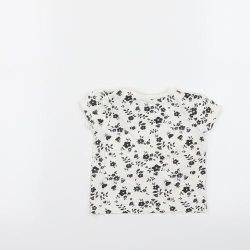 nut,eg Girls White Floral  Basic T-Shirt Size 3-6 Months