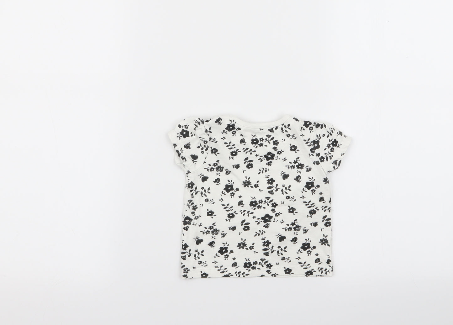 nut,eg Girls White Floral  Basic T-Shirt Size 3-6 Months