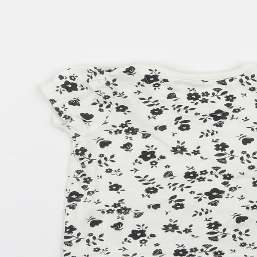 nut,eg Girls White Floral  Basic T-Shirt Size 3-6 Months