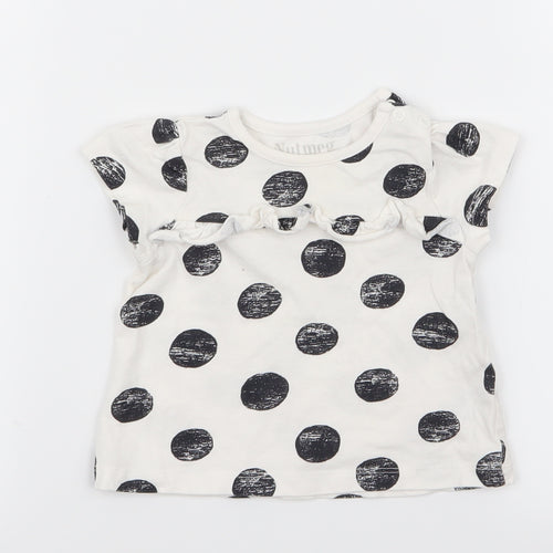 Nutmeg Girls White Polka Dot  Basic T-Shirt Size 3-6 Months