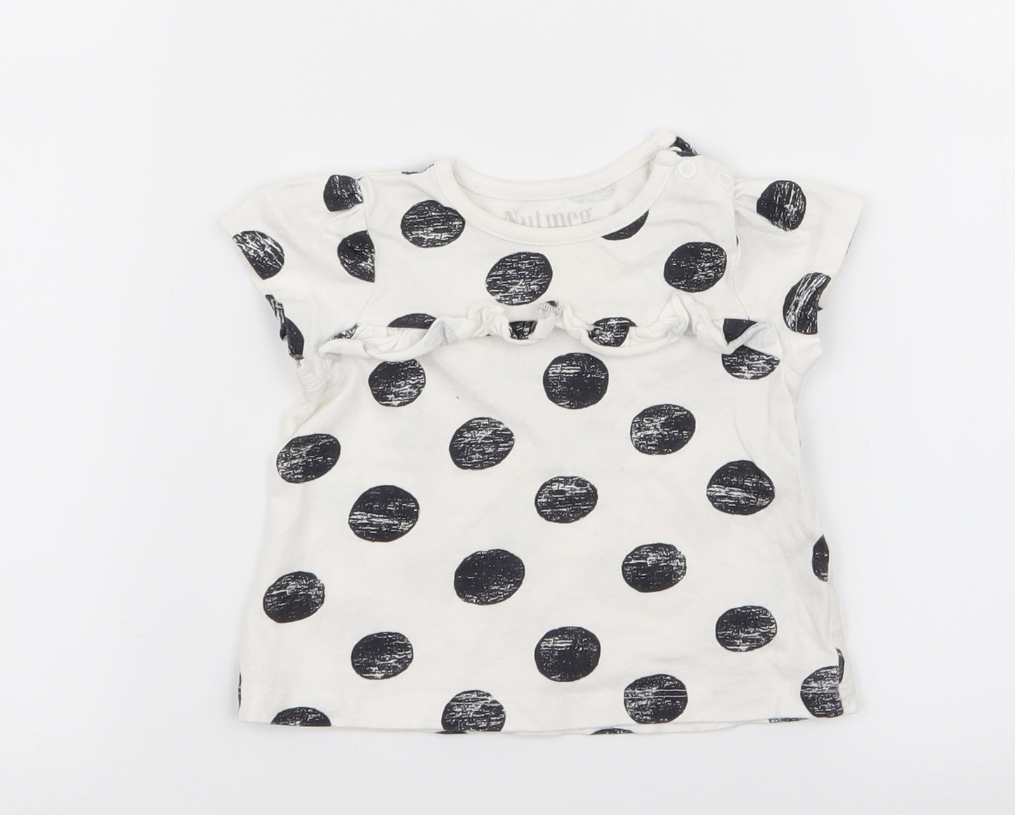 Nutmeg Girls White Polka Dot  Basic T-Shirt Size 3-6 Months