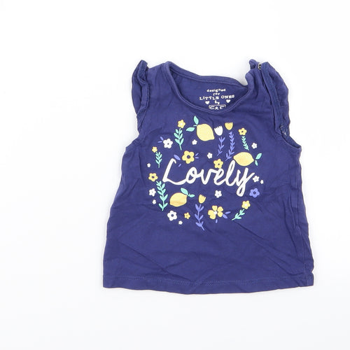 F&F Girls Blue Floral  Basic Tank Size 0-3 Months