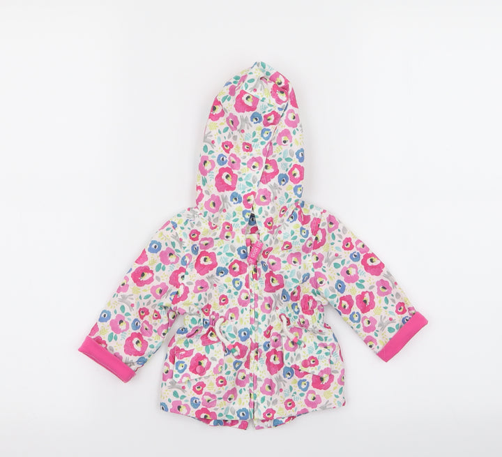 F&F Girls Multicoloured Floral Basic Coat Coat Size 0-3 Months