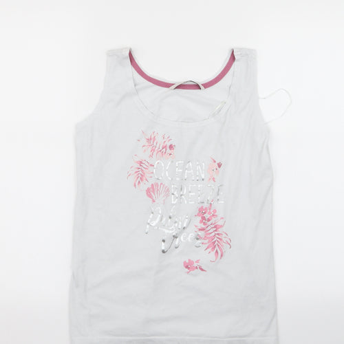TU Womens White Floral  Basic Tank Size 8