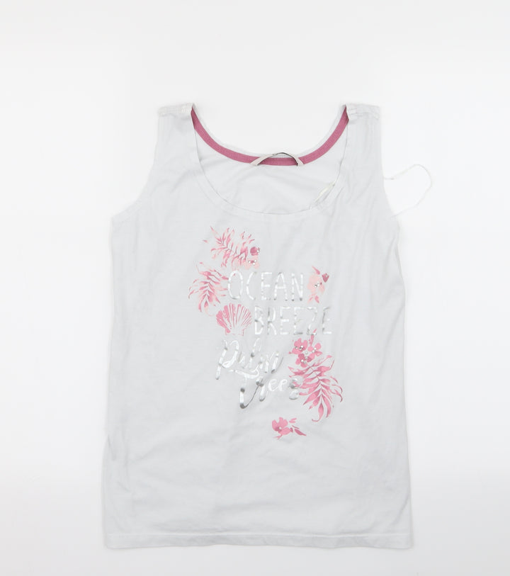 TU Womens White Floral  Basic Tank Size 8