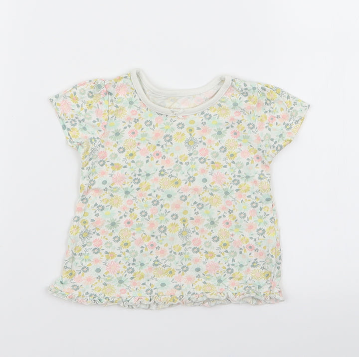 Asda George Girls Multicoloured Floral Basic T-Shirt Size 3-6 Months