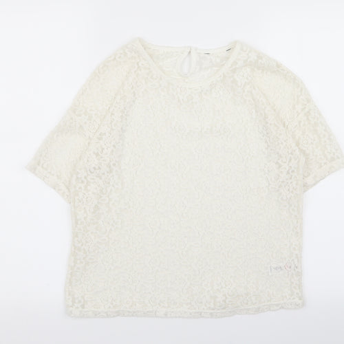 Asda George Girls White Geometric  Basic T-Shirt Size 11-12 Years