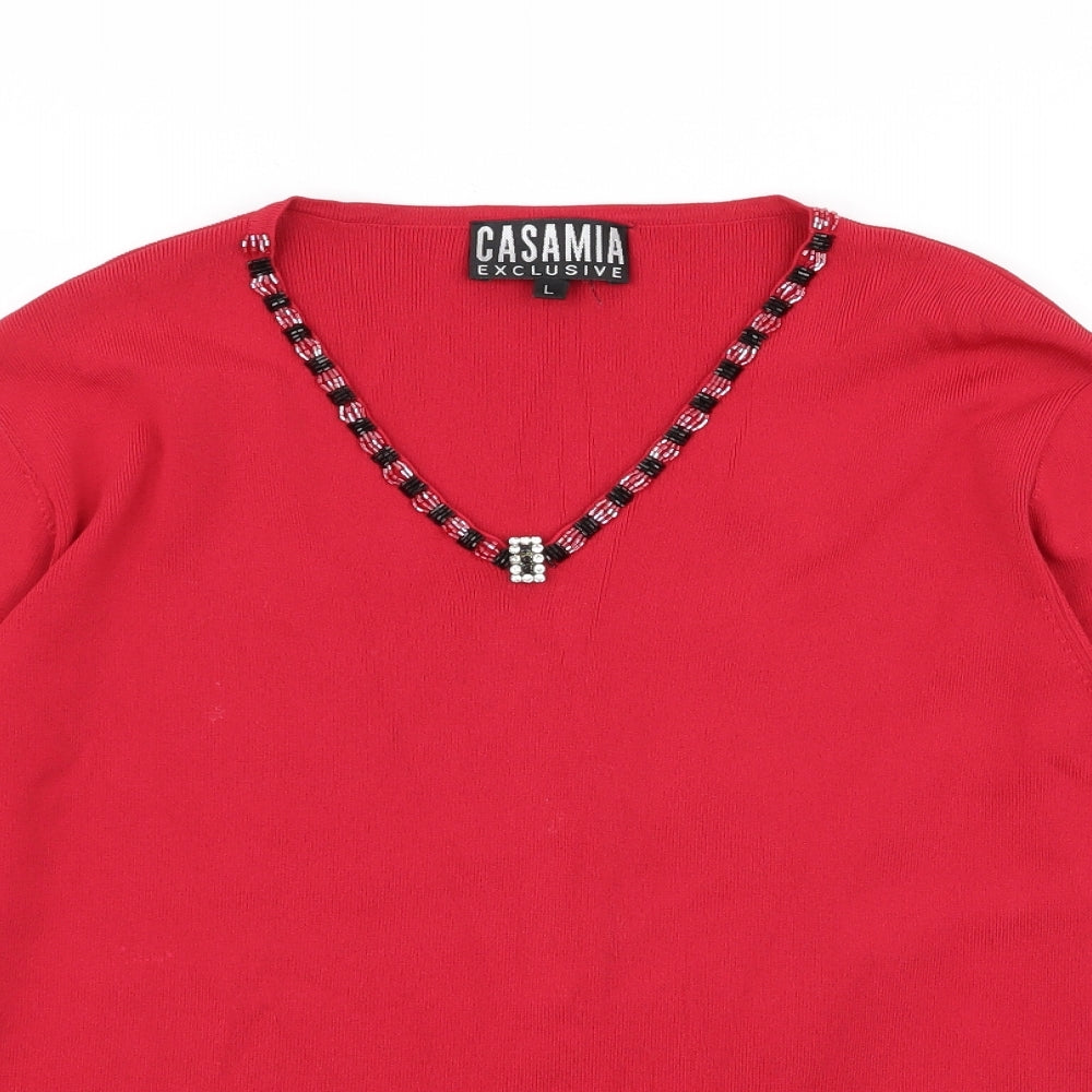 Casama Womens Red   Basic T-Shirt Size L