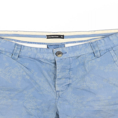 Cedar Wood State Mens Blue Geometric  Chino Shorts Size 34 in