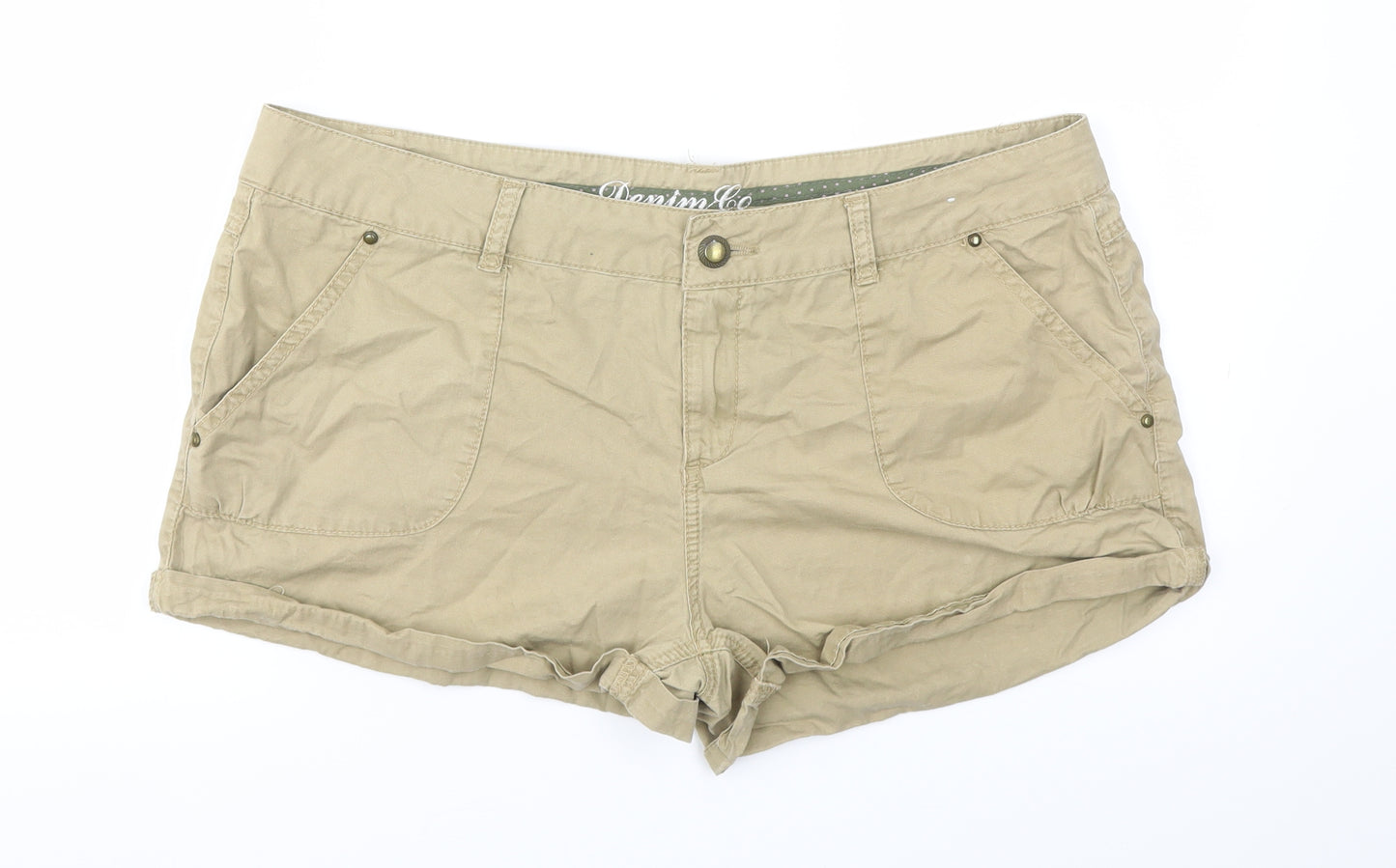 DENIM&CO Womens Beige   Cut-Off Shorts Size 16