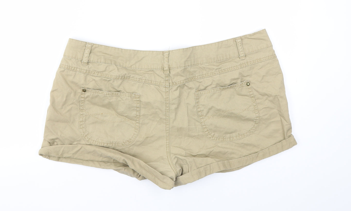 DENIM&CO Womens Beige   Cut-Off Shorts Size 16