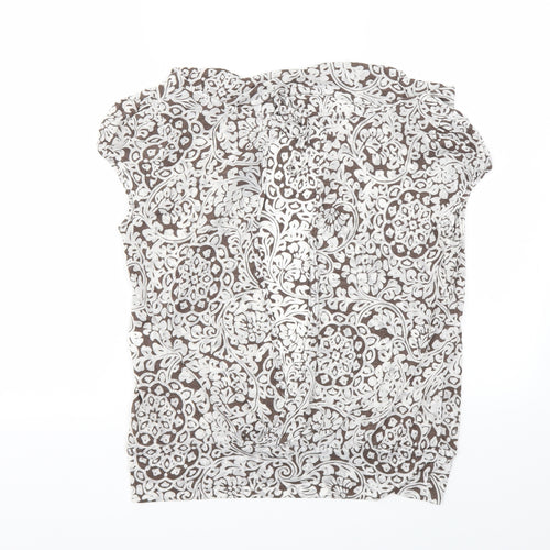 WESTONE Womens Brown Floral  Basic T-Shirt Size 12