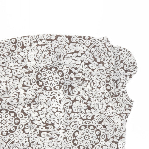 WESTONE Womens Brown Floral  Basic T-Shirt Size 12