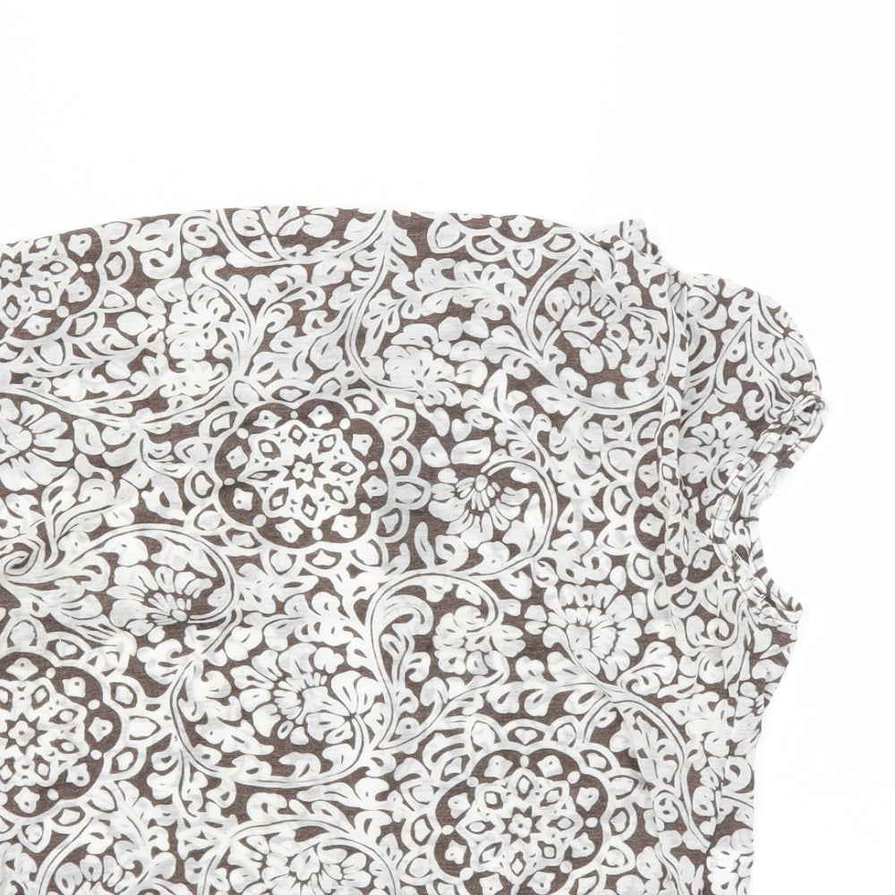 WESTONE Womens Brown Floral  Basic T-Shirt Size 12