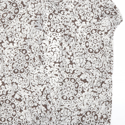 WESTONE Womens Brown Floral  Basic T-Shirt Size 12