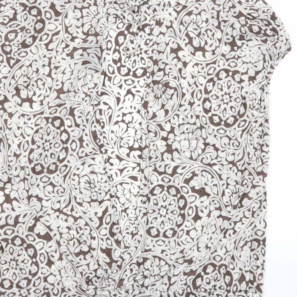 WESTONE Womens Brown Floral  Basic T-Shirt Size 12