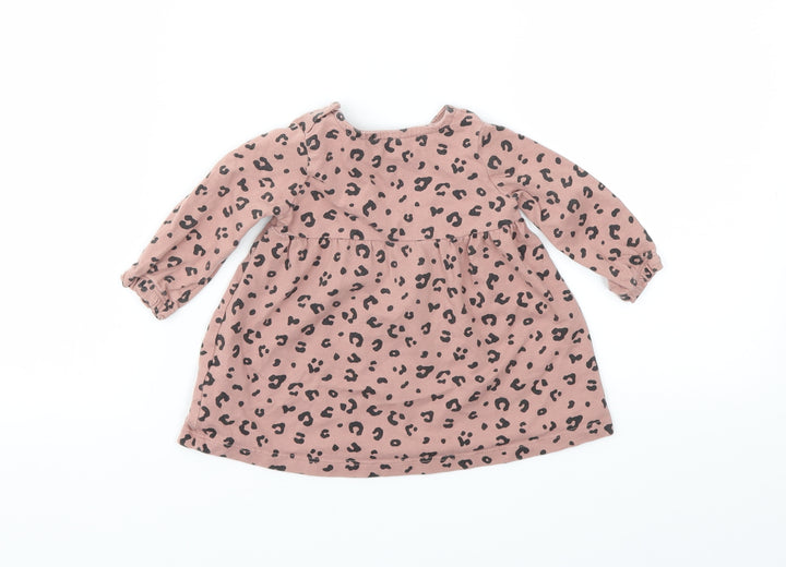 F&F Girls Pink Animal Print Basic T-Shirt Size 0-3 Months