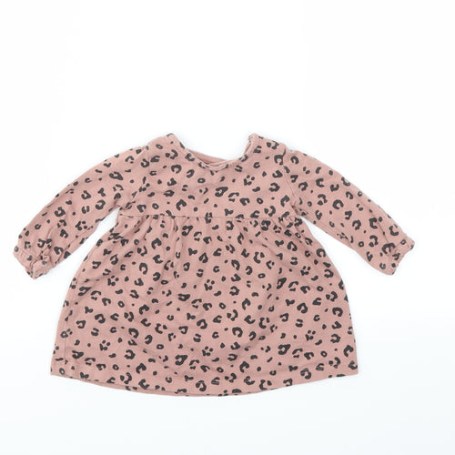 F&F Girls Pink Animal Print  Basic T-Shirt Size 0-3 Months