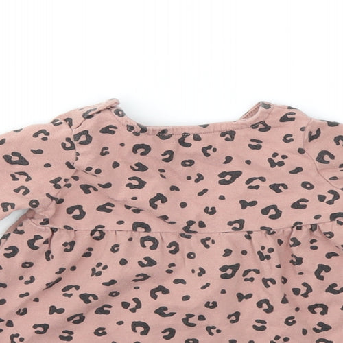 F&F Girls Pink Animal Print  Basic T-Shirt Size 0-3 Months