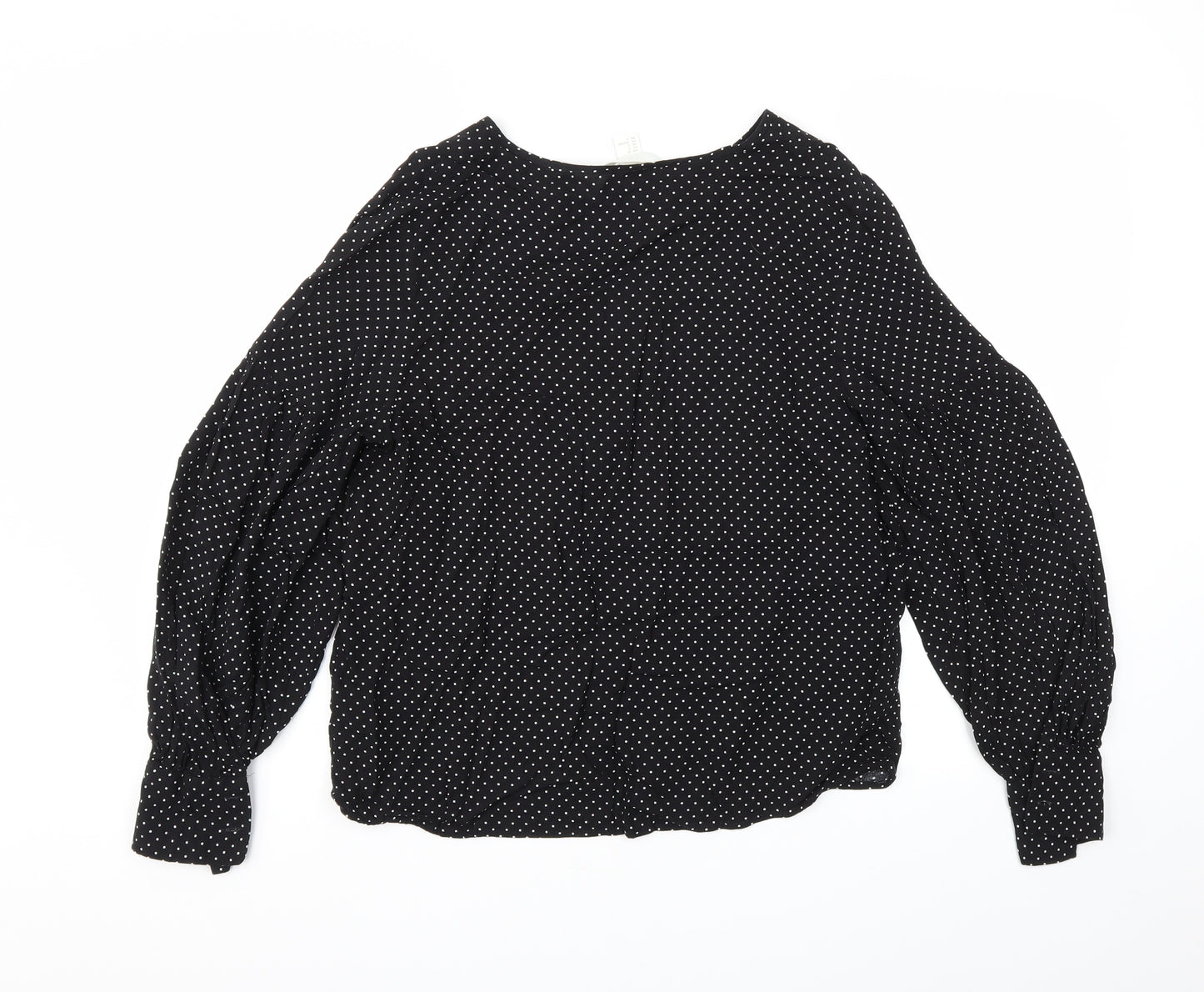H&M Womens Black Polka Dot  Basic Blouse Size 6