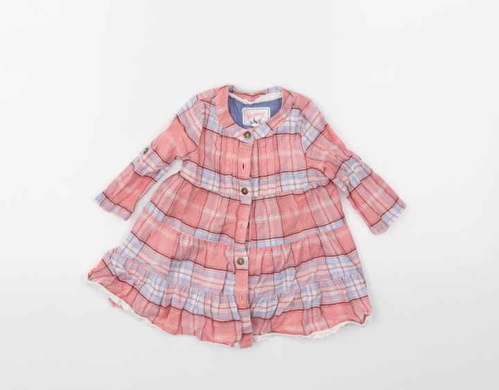 Debenhams Girls Pink Check Fit & Flare Size 3-6 Months