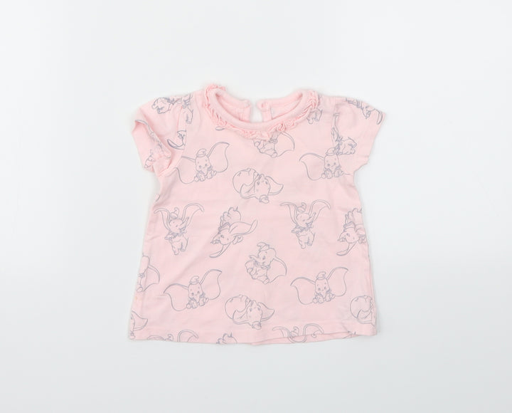 George Girls Pink Animal Print  Basic Polo Size 3-6 Months