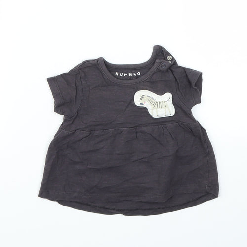 Nutmeg Girls Grey Animal Print  Basic T-Shirt Size 0-3 Months