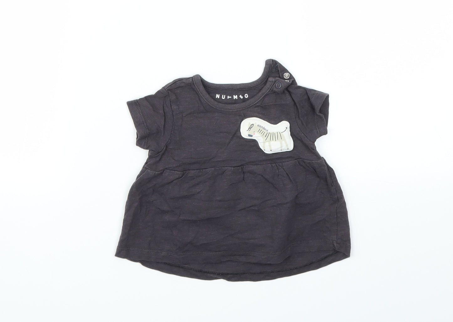 Nutmeg Girls Grey Animal Print  Basic T-Shirt Size 0-3 Months
