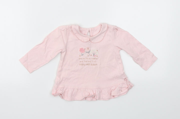 George Girls Pink Basic T-Shirt Size 3-6 Months