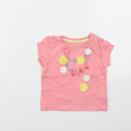 M Girls Pink Floral  Basic T-Shirt Size 3-6 Months