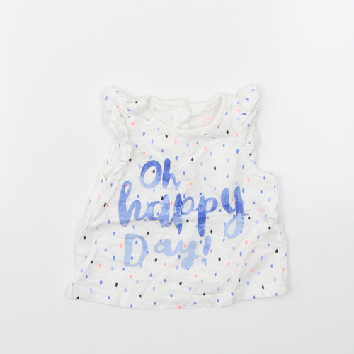 F&F Girls Multicoloured Spotted  Basic T-Shirt Size 0-3 Months