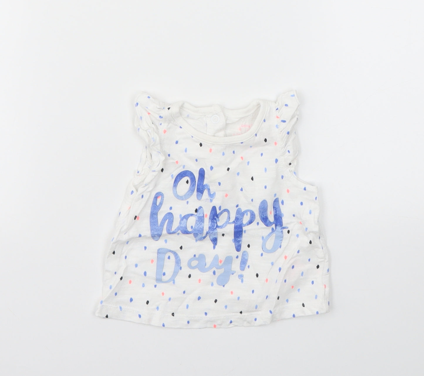 F&F Girls Multicoloured Spotted  Basic T-Shirt Size 0-3 Months
