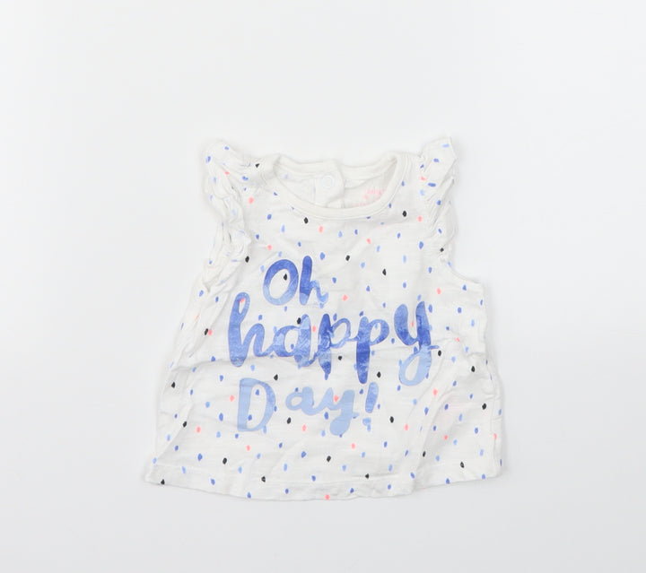 F&F Girls Multicoloured Spotted Basic T-Shirt Size 0-3 Months