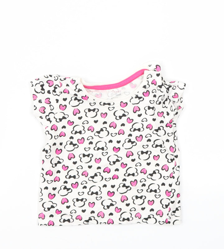 Primark Girls Pink Animal Print Basic T-Shirt Size 3-6 Months